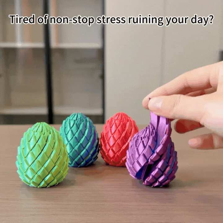 3D Printed Fidget Egg Slippery Stress Relief Toy, Easter Twisty Fidget Egg for Adults, Small Sliding Fidgets for Easter Basket Stuffers, Rotating Puzz